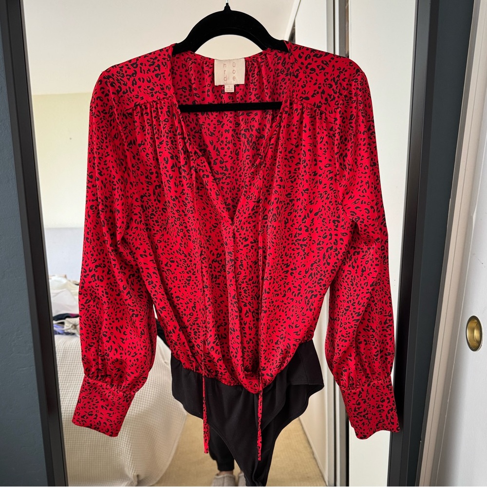 Red Cheetah Print Silky Bodysuit – Boutique Find | Perfect Condition